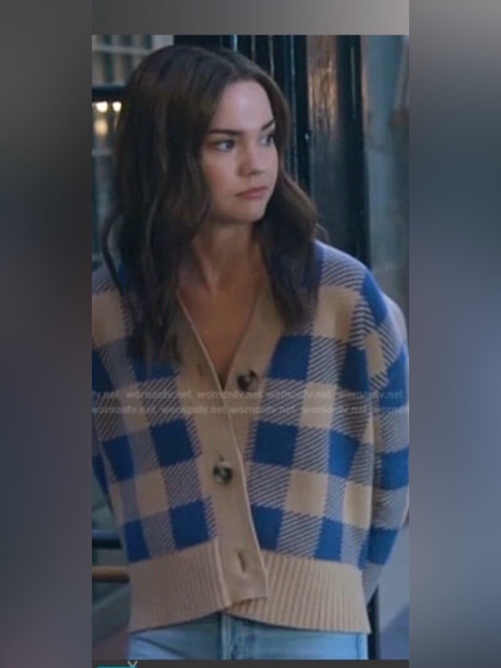 Madewell Blue & Cream Buffalo-Check Button Cardigan S #NB378